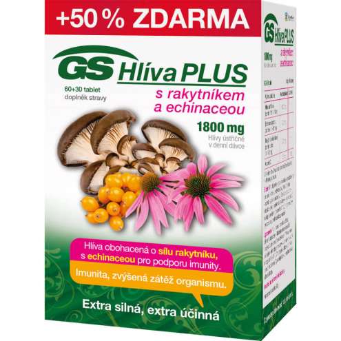 GS Hlíva Plus - гриб вешенка с облепихой и эхинацеей, 90 таблеток